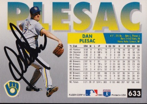 1993 Fleer #633 Dan Plesac back of card